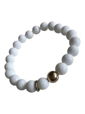 Classic White Jade Gold Filled Bracelet 6” Handmade NEW